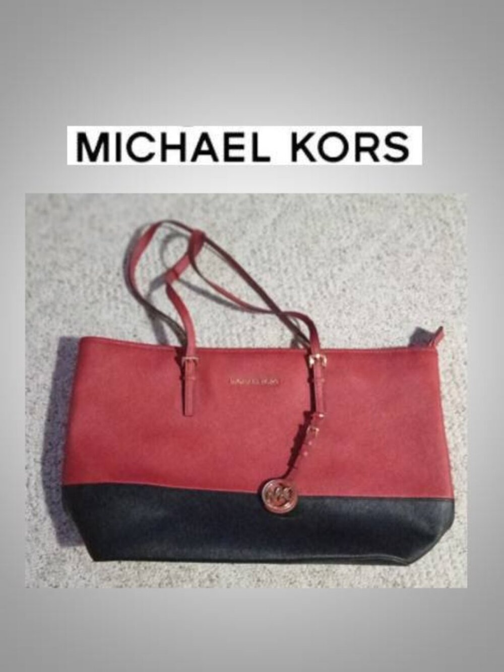 Michael Kors Jet Set Saffiano leather travel tote bag purse